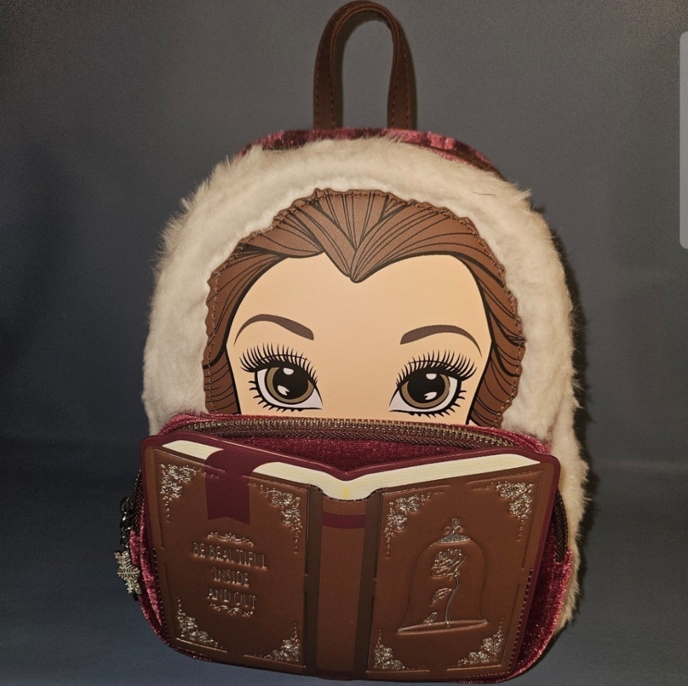 Loungefly Disney Winter Belle Book Mini Backpack Beauty and the Beast